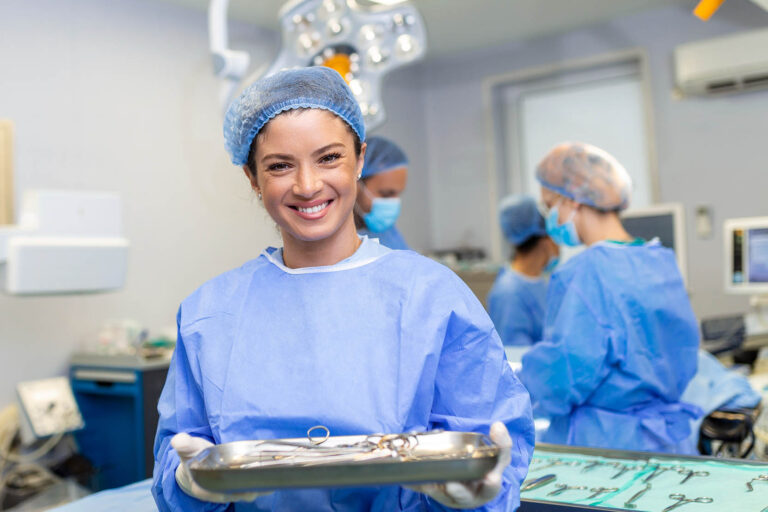 Portrait,Of,Female,Woman,Nurse,Surgeon,Or,Staff,Member,Dressed