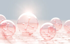 Molecule,Inside,Bubble,On,Pink,Background,,Concept,Skin,Care,Cosmetics